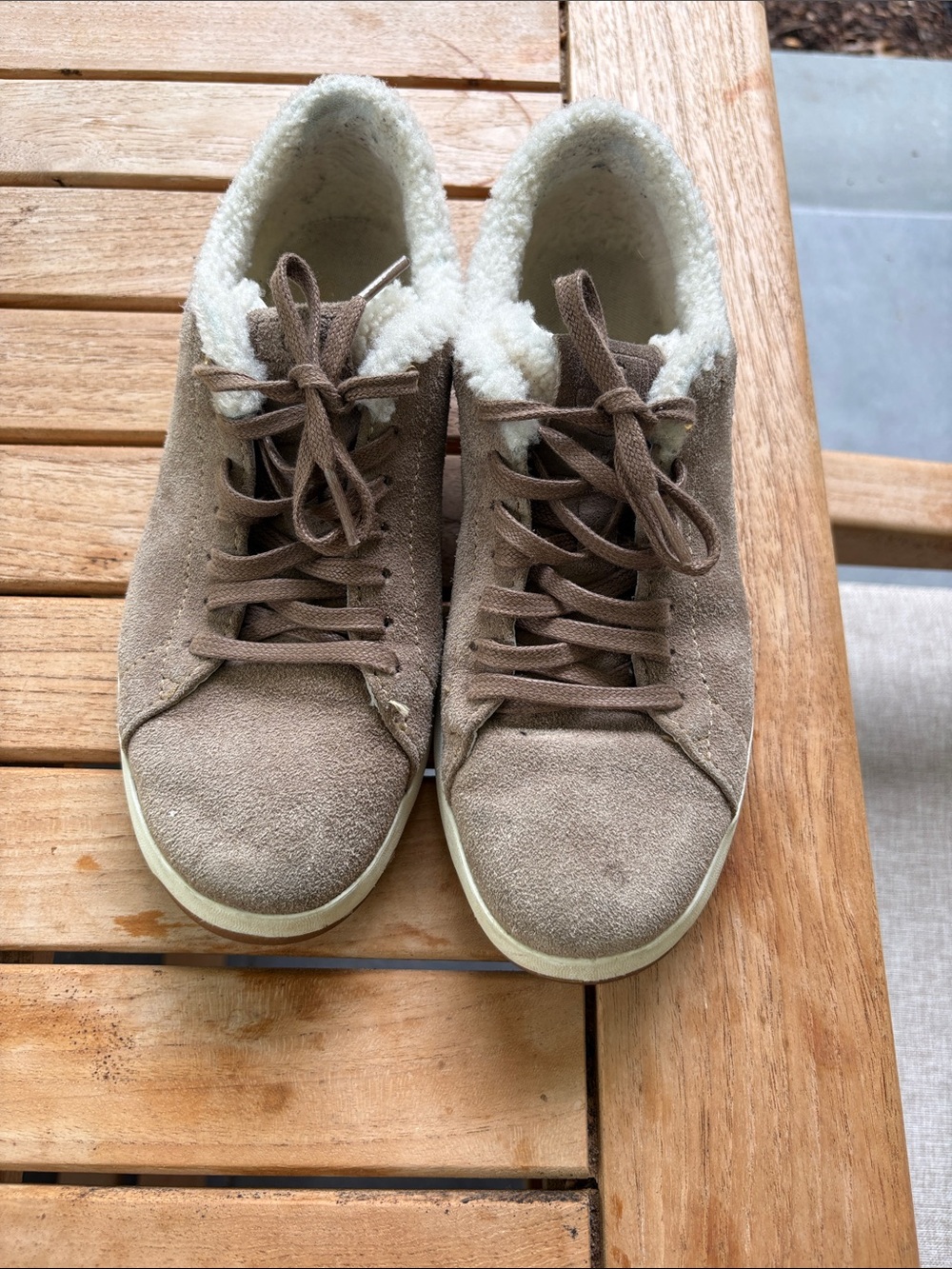 Cole Haan Tan Suede Sneakers with Shearling Lining